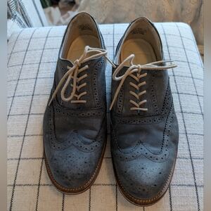 Men's Blue Suede Oxford Shoes